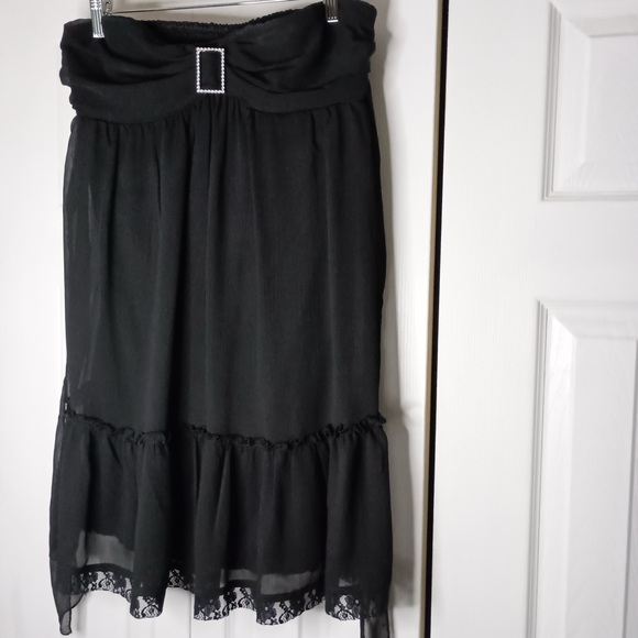 Johnny Martin Womens Skirt Black Vintage Evening Skirt Sheer Skirt Midi Skirt - Picture 1 of 12